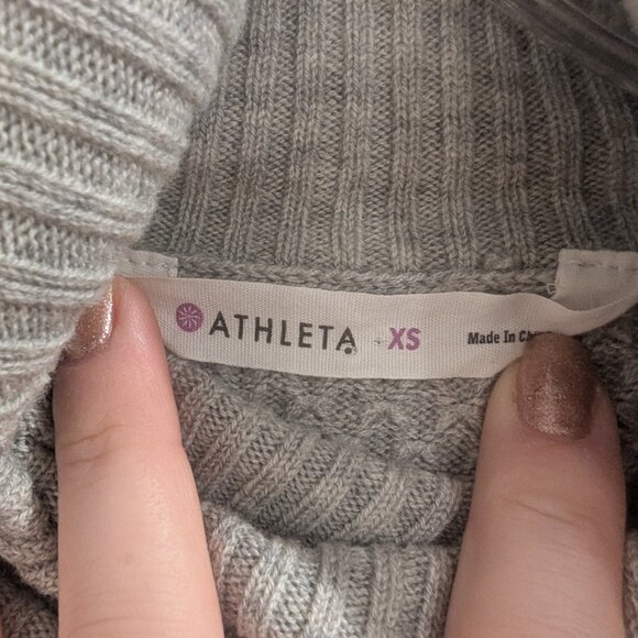 ATHLETA Merino Extra Fine Wool Sweater Dress XS Gray Turtleneck 3/4 Sleeve - Picture 7 of 11